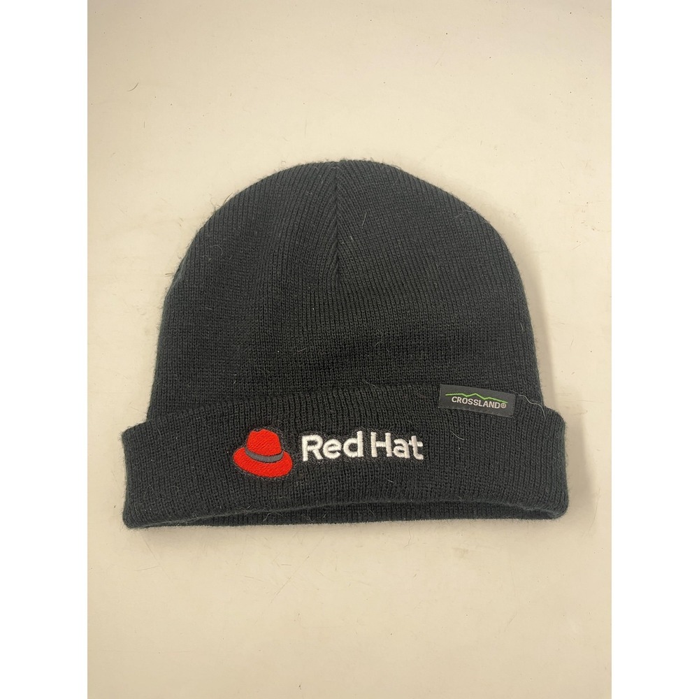 Red Hat Hat Beanie Cuffed Knit Black Embroidered Logo Watch Cap Mens Winter